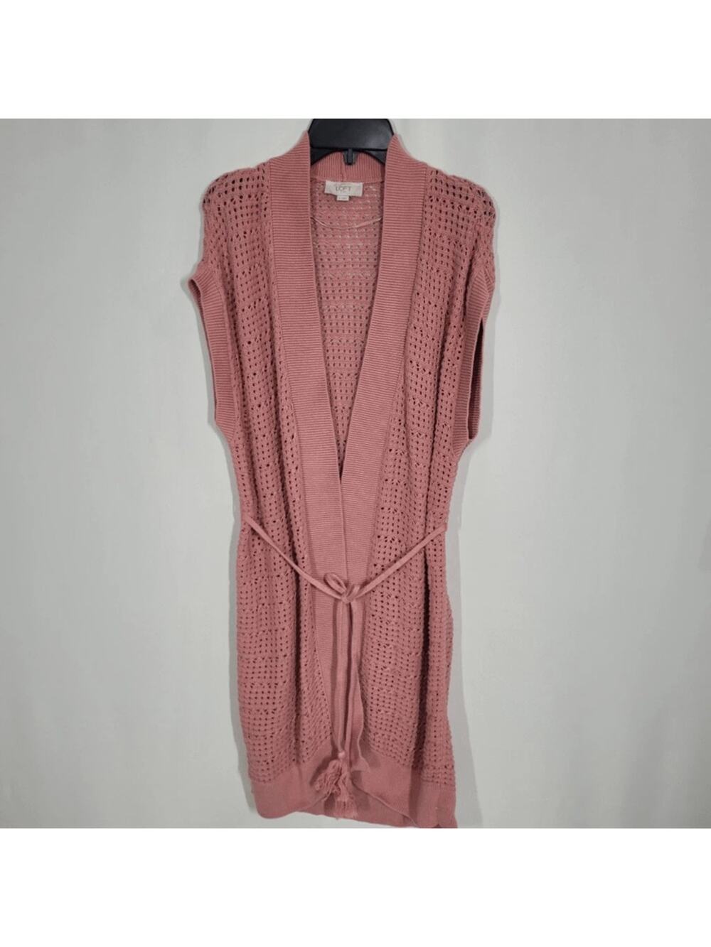 LOFT Dusty Rose Open-Knit Cardigan Size L